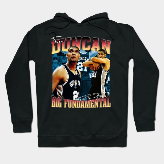 Tim Duncan The Big Fundamental Basketball Signature Vintage Retro 80s 90s Bootleg Rap Style Hoodie by CarDE